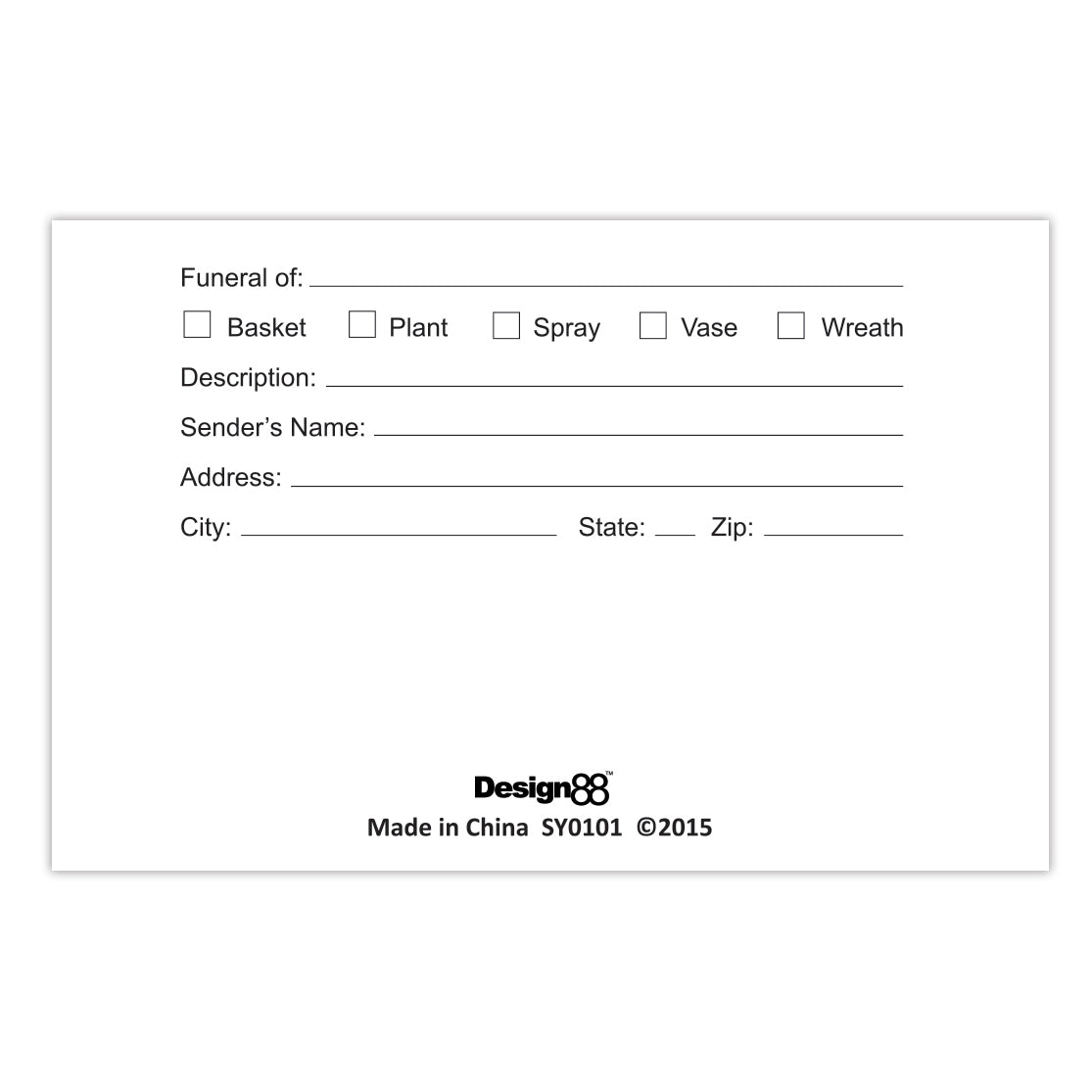 SY0102 | SYMPATHY | "With Deepest Sympathy"- Printed front and printed back w/border | 50Cards/Pkg - A&B Wholesale Market Inc