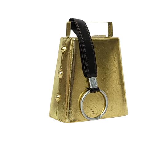 X22054 Silver/Gold Cowbell w/Leather 2A