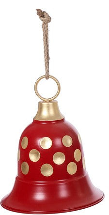 X24581 | LARGE METAL DOT BELL HANGER | RED/WHITE/GREEN