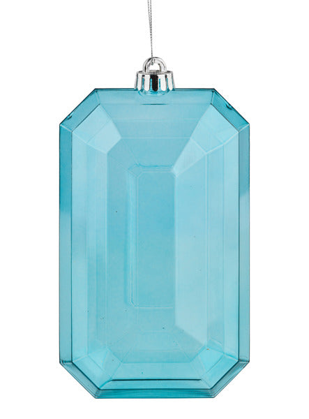 XJ5446EK | 8"L x 5"W | Clear Rectangle Gem Ornament | Turquoise