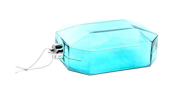 XJ5448EK | 6.25"L x 4.25"W | Clear Rectangle Gem Ornament | Turquoise - A&B Wholesale Market Inc