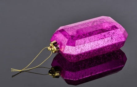 XJ551507 | 7"L x 4"W | Antique Look Rectangle Gem Ornament | Mercury Fuchsia