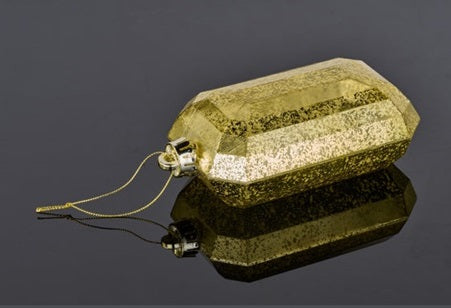 XJ551508 | 7"L x 4"W | Antique Look Rectangle Gem Ornament | Mercury Gold