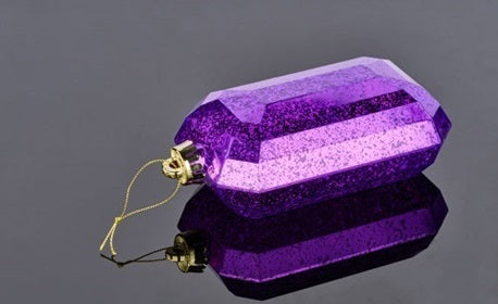 XJ551523 | 7"L x 4"W | Antique Look Rectangle Gem Ornament | Mercury Purple
