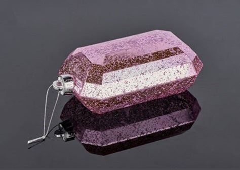 XJ5515WF | 7"L x 4"W | Antique Look Rectangle Gem Ornament | Mercury Ice Pink - A&B Wholesale Market Inc