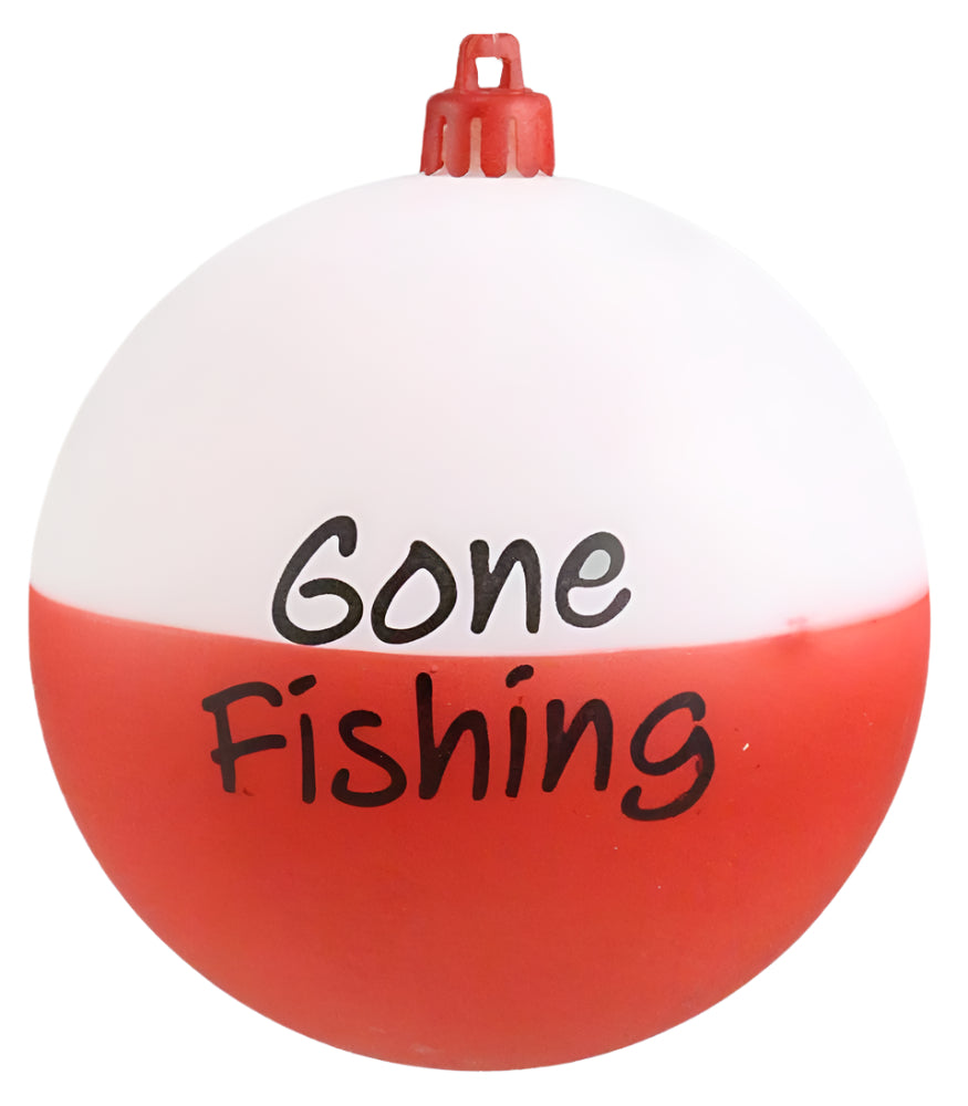 XY8036 | 80Mm | Gone Fishing Bobber Ball Orn | Red/White/Black | 12Pcs/Set