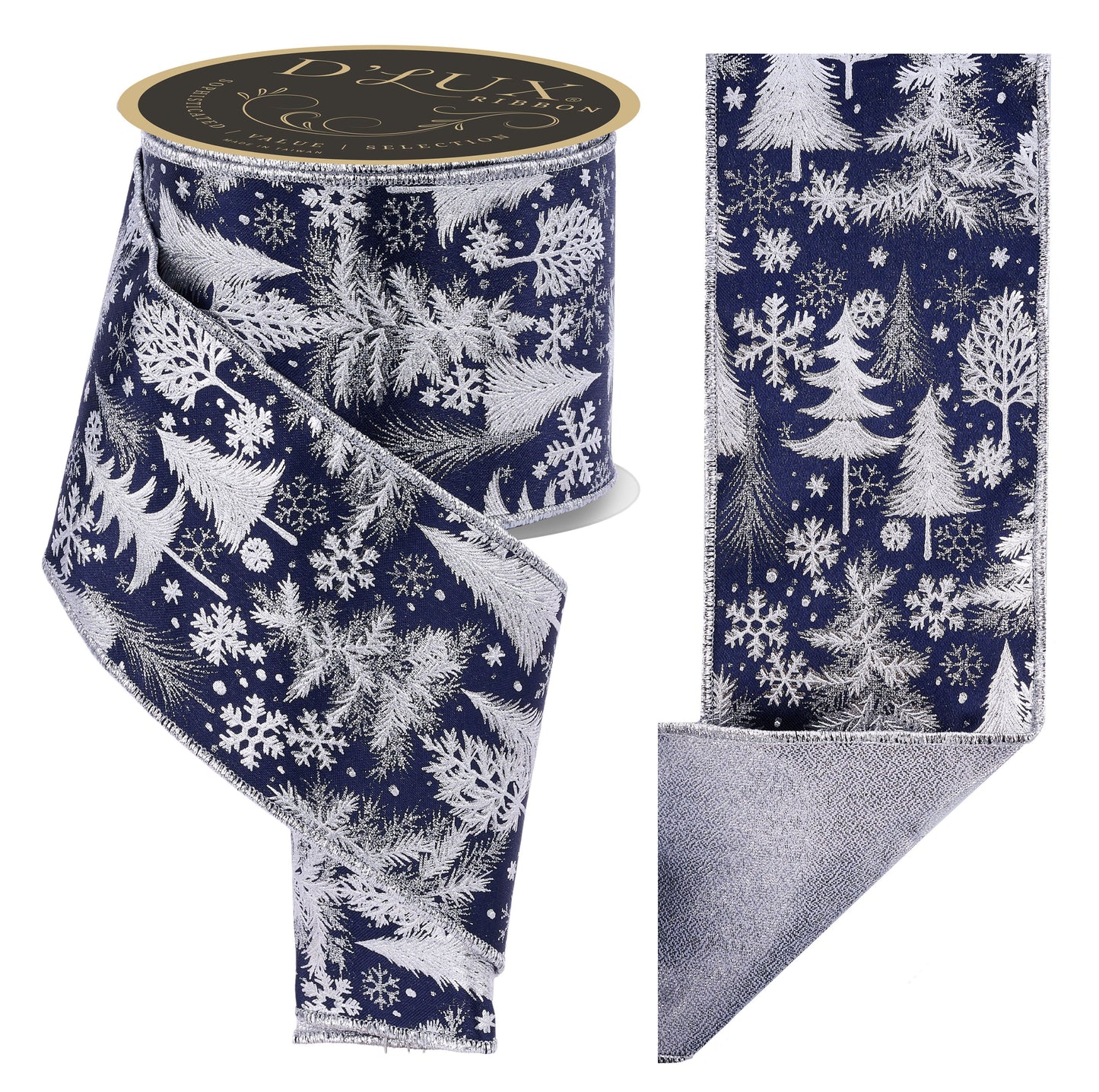 LX325963 | 4" | Foil Tree/Fused | Navy Blue w/Silver Backing | 10yds