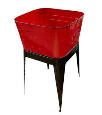 KE4659R | Red Enamel Wash Tub w/Black Stand