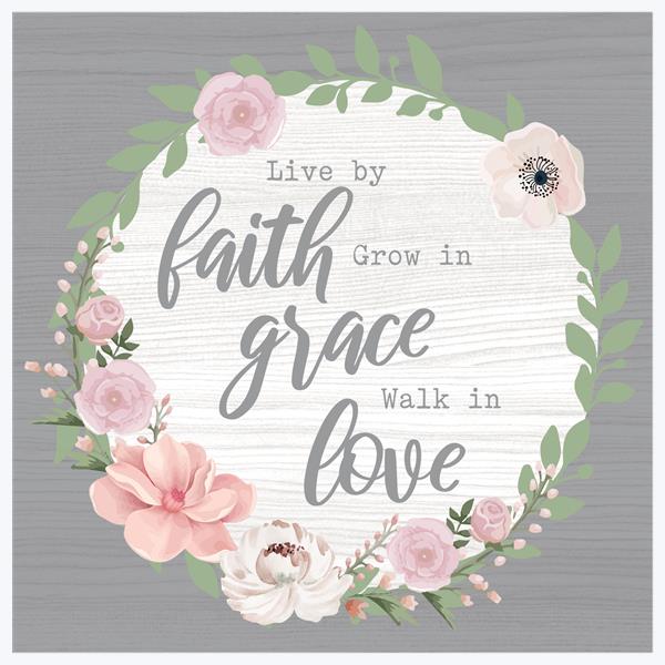 38612 | WOOD FAITH GRACE LOVE WALL PLAQUE