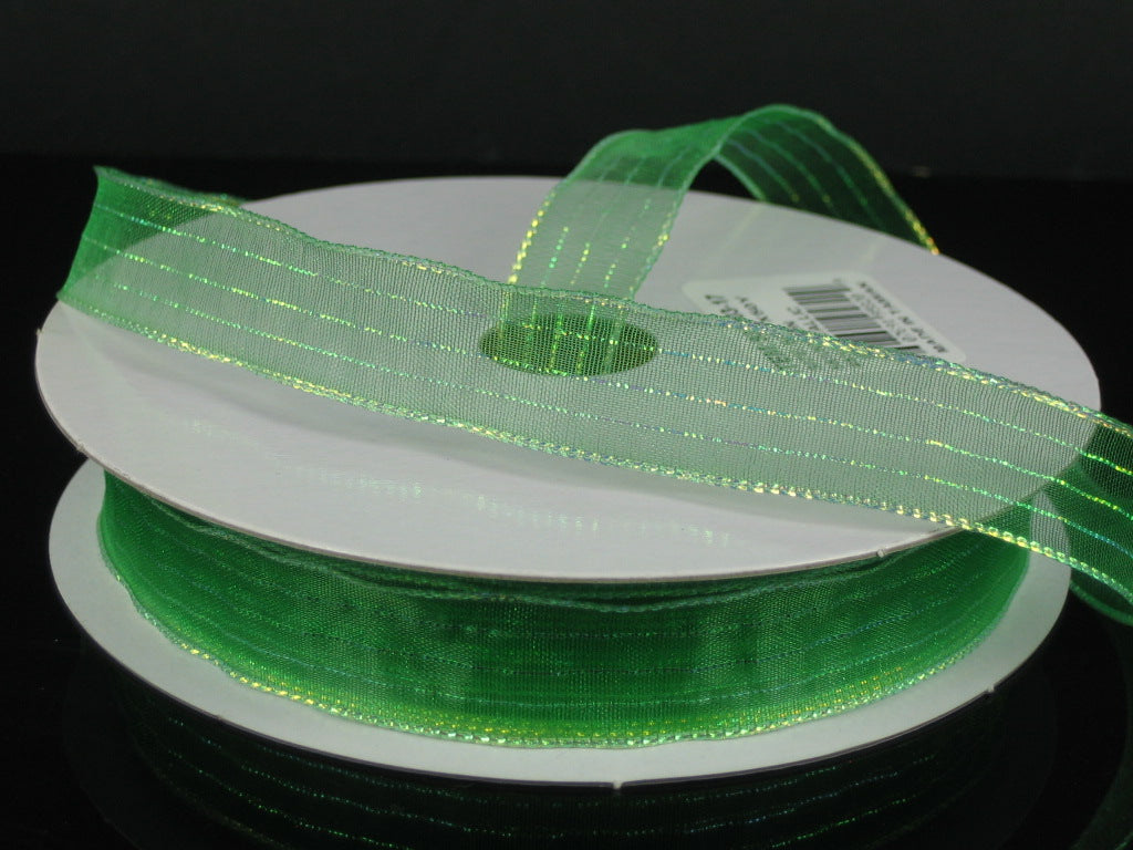 931103-17 Metallic Pinstripe Sheer Emerald Green - A&B Wholesale Market Inc