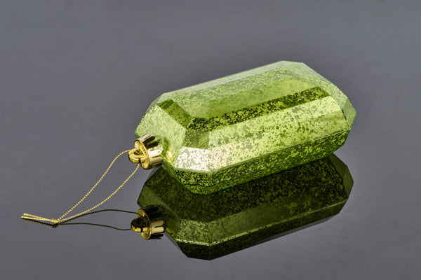 XJ5515WH | 7"L x 4"W | Antique Look Rectangle Gem Ornament | Mercury Spearmint - A&B Wholesale Market Inc