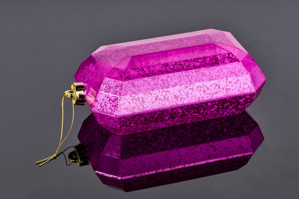 XJ551607 | 8"L x 5"W | Antique Look Rectangle Gem Ornament | Mercury Fuchsia - A&B Wholesale Market Inc