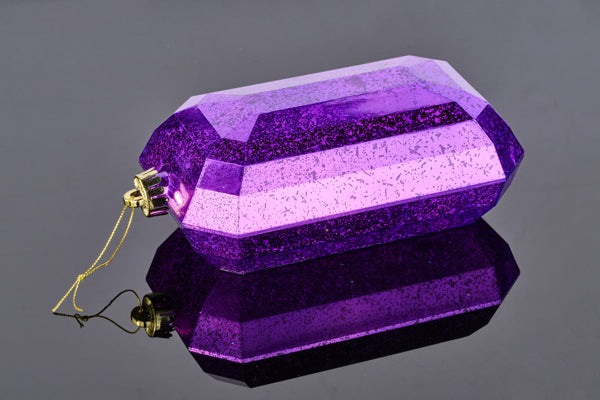 XJ551623 | 8"L x 5"W | Antique Look Rectangle Gem Ornament | Mercury Purple - A&B Wholesale Market Inc