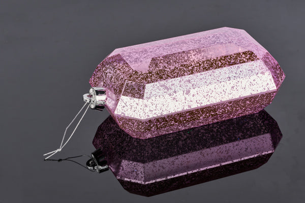 XJ5516WF | 8"L x 5"W | Antique Look Rectangle Gem Ornament | Mercury Ice Pink - A&B Wholesale Market Inc