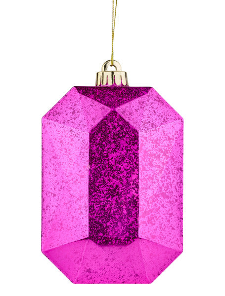 XJ551807 | 6.25"L x 4.25"W | Antique Look Rectangle Gem Ornament | Fuchsia - A&B Wholesale Market Inc