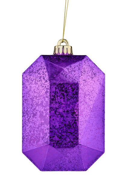 XJ551823 | 6.25"L x 4.25"W | Antique Look Rectangle Gem Ornament | Purple