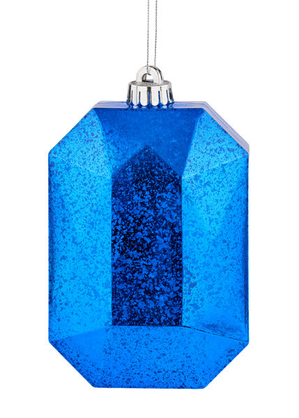 XJ551825 | 6.25"L x 4.25"W | Antique Look Rectangle Gem Ornament | Blue