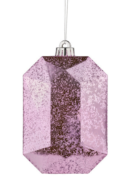 XJ5518WF | 6.25"L x 4.25"W | Antique Look Rectangle Gem Ornament | Pink