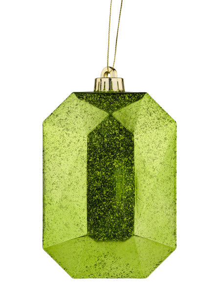 XJ5518WH | 6.25"L x 4.25"W | Antique Look Rectangle Gem Ornament | Mercury Spearmint