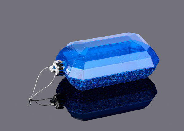 XJ552725 | 7"Lx4"W | Laser GLITTER Rectangle Gem Ornament | Royal Blue
