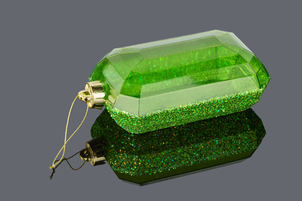 XJ552769 | 7"Lx4"W | Laser GLITTER Rectangle Gem Ornament Laser | Lime Green