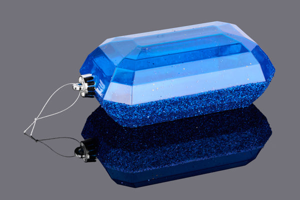 XJ553125 | 8"Lx5"W | Laser Glitter Rectangle Gem Ornament | Blue