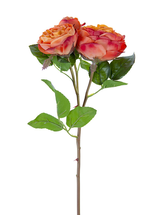 2251002OR | 21" | FRESH TOUCH CABBAGE ROSE SPRAY | ORANGE