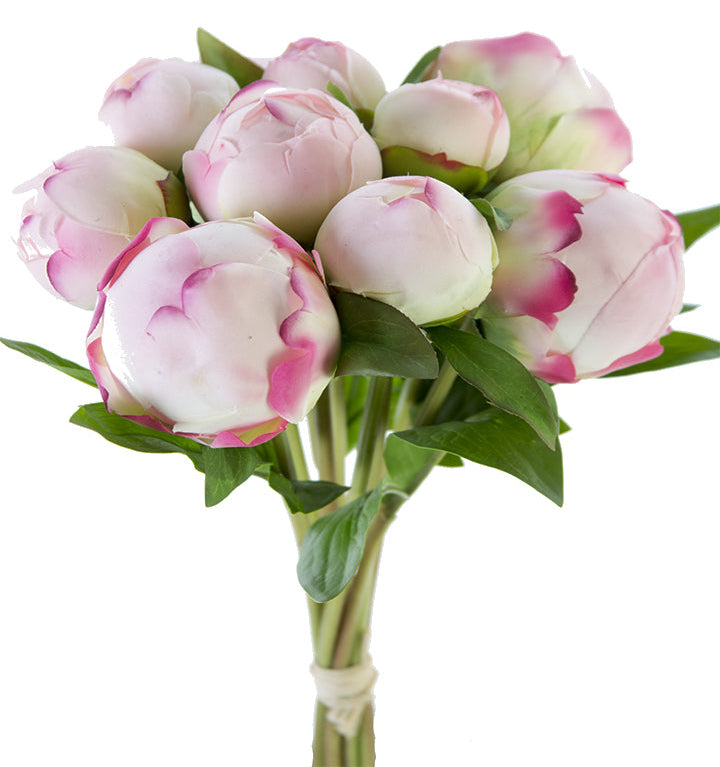 2253003LP | 12" | PEONY BUD BUNDLE X10 | FRESH TOUCH | LT. PINK W/YELLOW