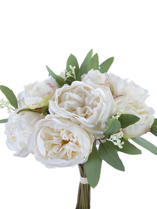 2259000CR 12" ROSE/PEONY BUNDLE W/EUCALYPTUS FRESH TOUCH