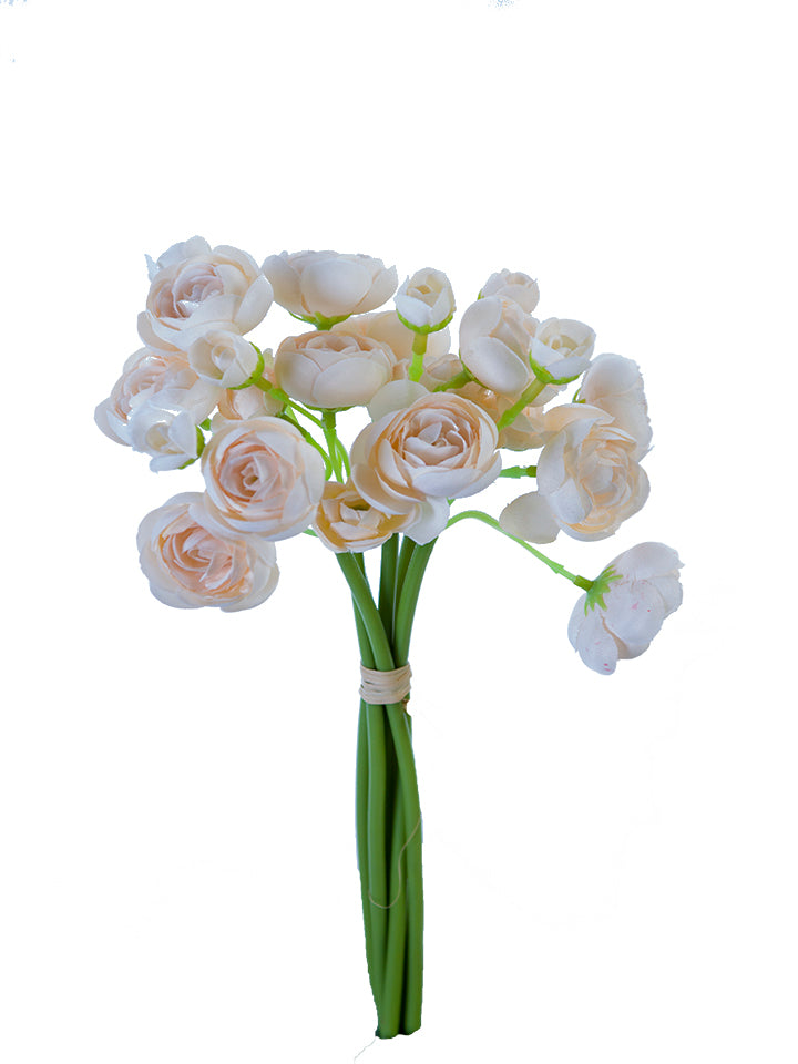 2280018CR | 11" | MINI RANUNCULUS BUNDLE | CREAM - A&B Wholesale Market Inc