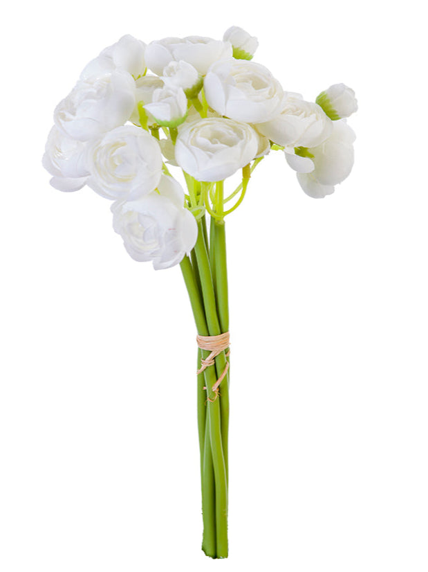 2280018WH 11" MINI RANUNCULUS BUNDLE WHITE - A&B Wholesale Market Inc