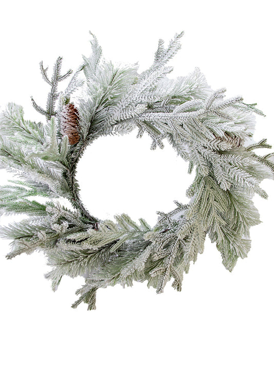2843053WH | 30" | FLOCKED PINE PINECONE WREATH
