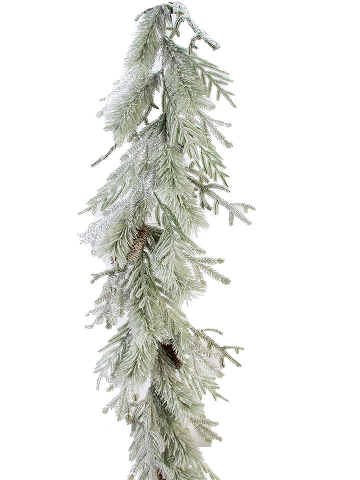2844079WH | 6'L | FLOCKED PINE PINECONE GARLAND