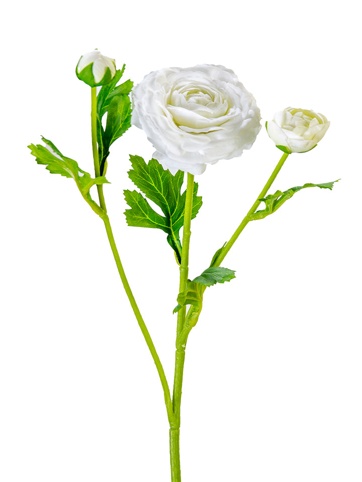 2280022WH | 19" | REAL TOUCH RANUNCULUS SPRAY | WHITE