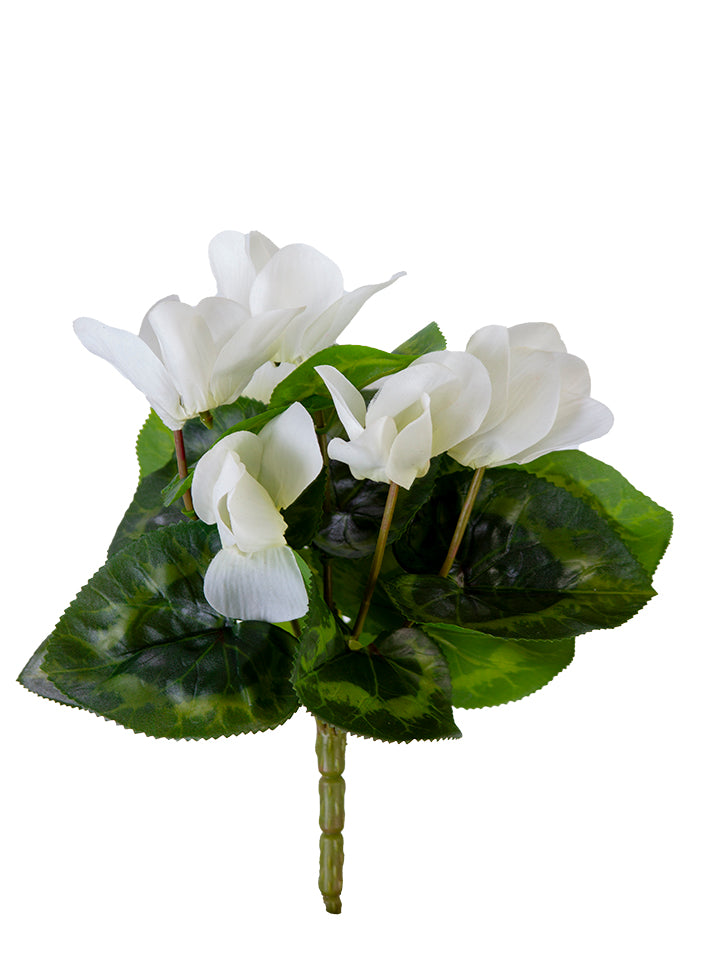 2288034WH | 9" | UV PROTECTED CYCLAMEN BUSH | WHITE