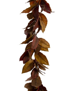 2755135RB | 6FT | MAGNOLIA LEAF GARLAND | RUST BROWN