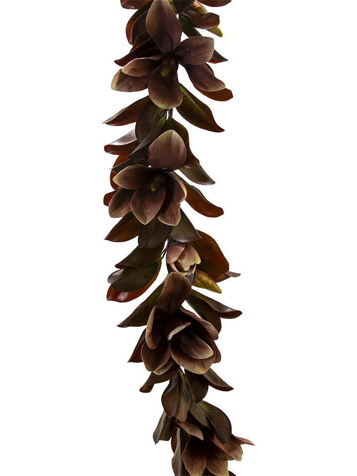 2823042BG | 6FT | MAGNOLIA FLOWER GARLAND | BROWN/GREEN