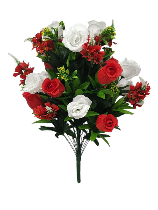 043832RWH | 29"L | ROSE/SPIKE BUSH X36 | RED/WHITE