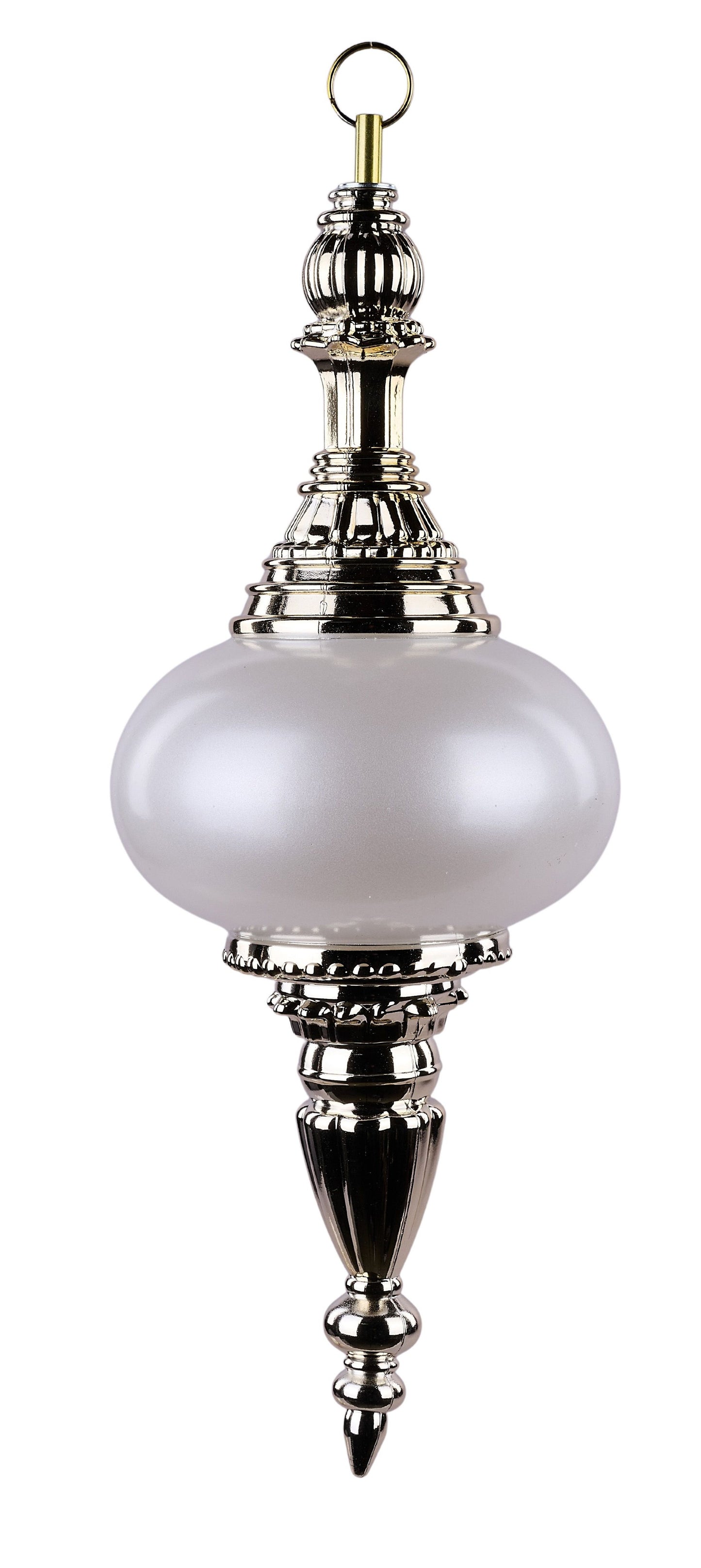 XJ764827 |16.5"H x 150mm Dia | Pearl Onion Finial Orn | Pearl White/Gold