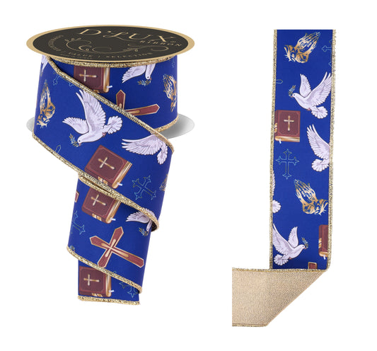 LX119119 | 2.5" | Cross/Dove/Prayers/Fused | Blue | 10yds