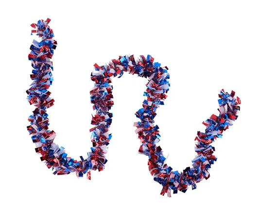 HJ4031 | 78"L x 3.5"W | Tinsel Garland | Red/White/Blue