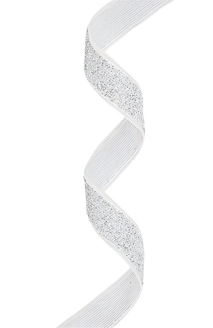 1103W-001-16G | 5/8" | Wired Edge Corsage Ribbon | Silver Sparkle | 25yd