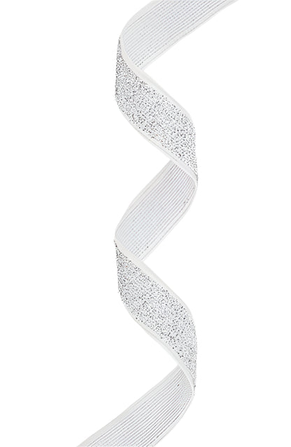 1103W-001-16G | 5/8" | Wired Edge Corsage Ribbon | Silver Sparkle | 25yd