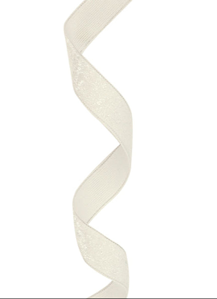 1104W-815-16G | 5/8" | Wired Edge Corsage Ribbon | Cream Glitter | 25yd