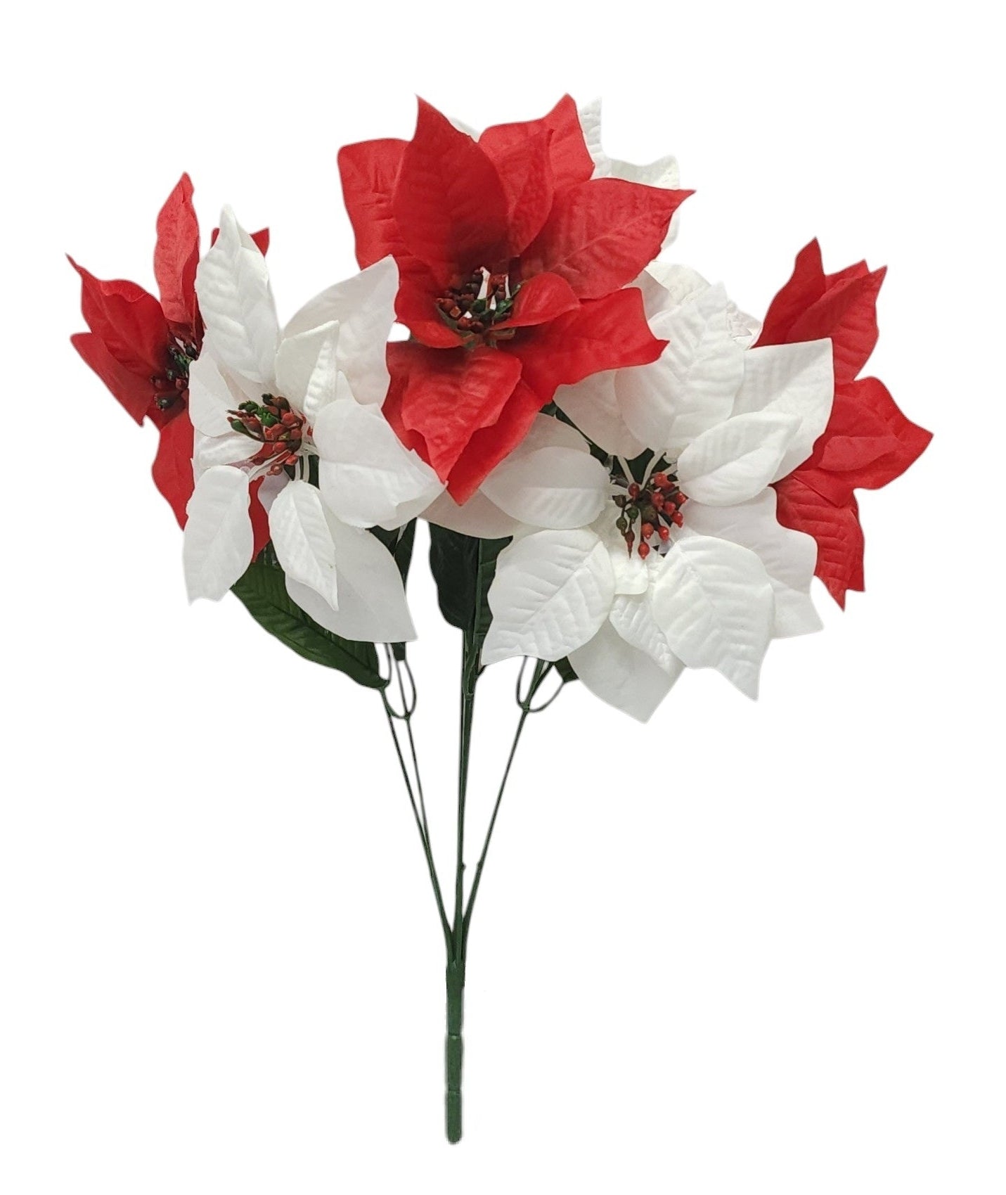 11683 | SATIN POINSETTIA BUSH X7 | RED/CREAM