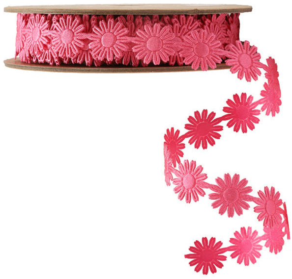 6201-156-16E | 3/4" | Ultra Sonic Trim | Daisy Flower Hot Pink | 10yd