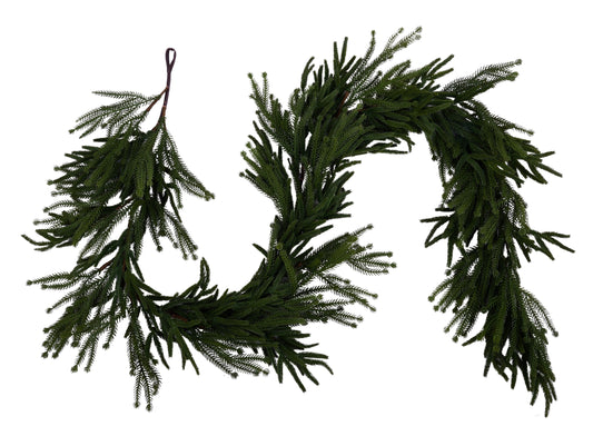 XX2589 | 6'L | Willow/Norfolk Pine Garland | Tt. Green