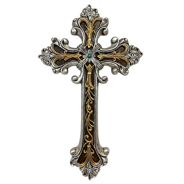 14077 | GOLD AND SILVER SCROLLS CROSS