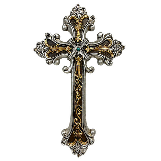 14077 | GOLD AND SILVER SCROLLS CROSS