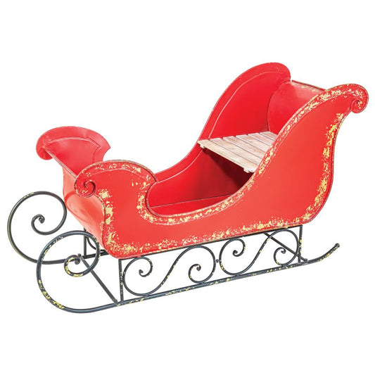 15225 | Weathered Metal Jumbo Sleigh | Red